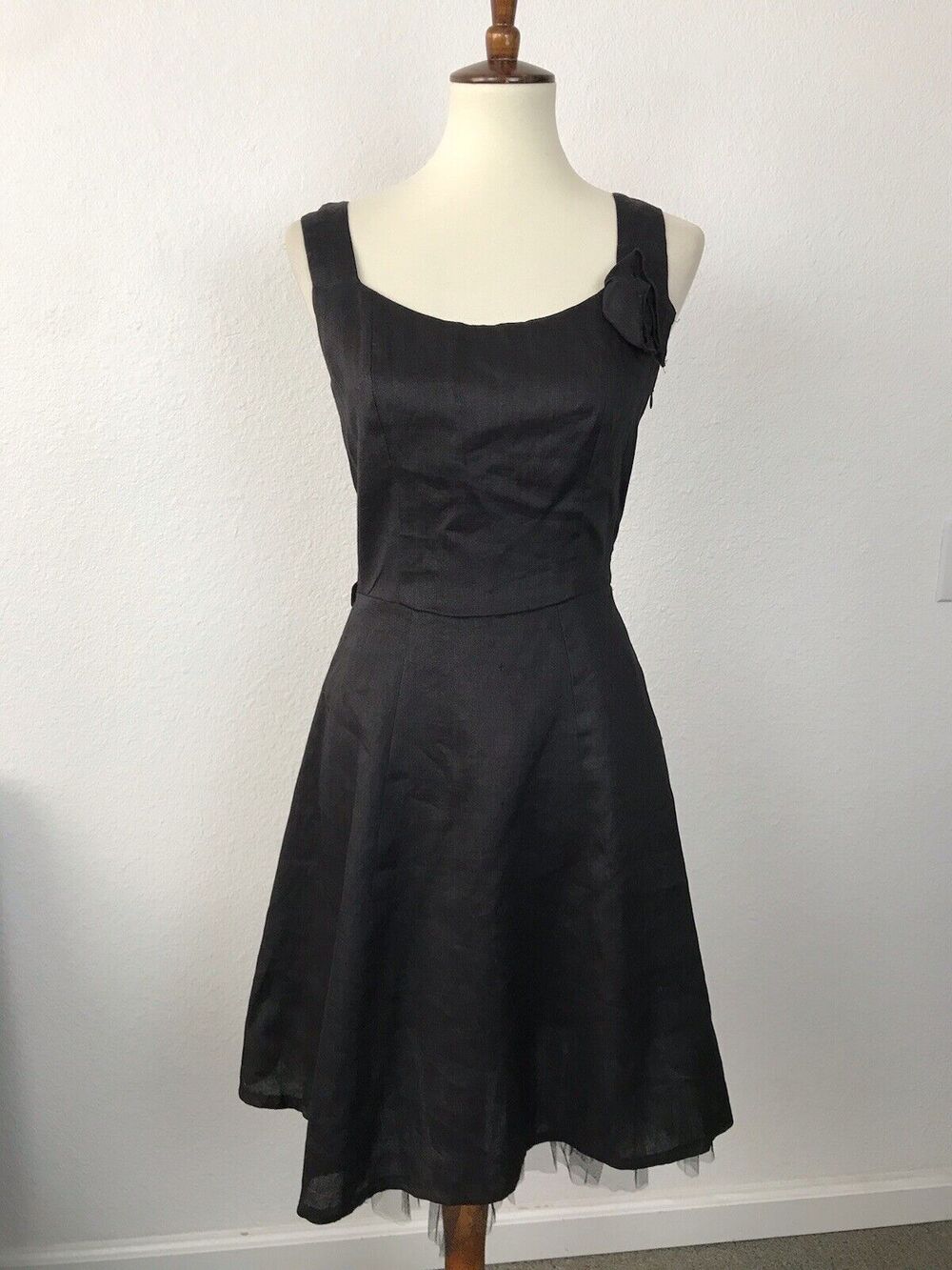 Rinascimento Dress Fit Flare Tank Tulle Linen Black FLAWS